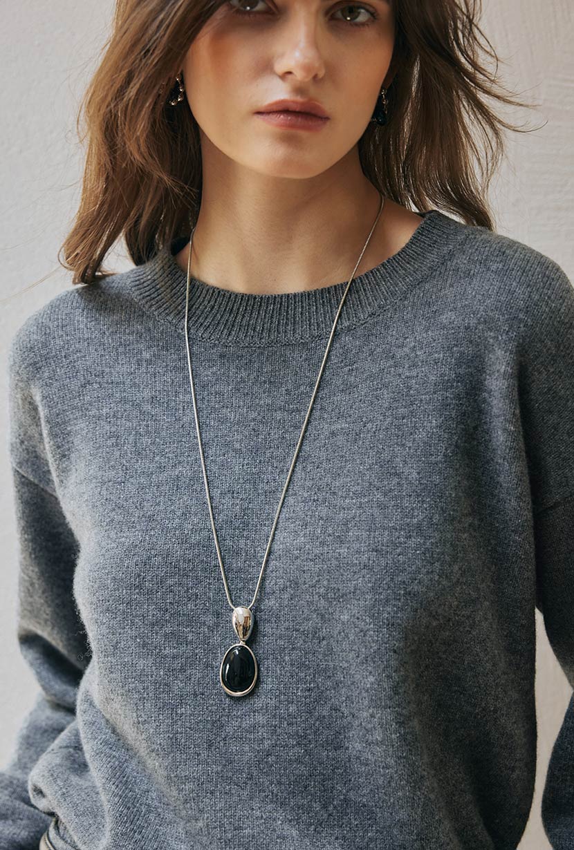 Petite Studio's Azari Black Onyx Pendant Necklace
