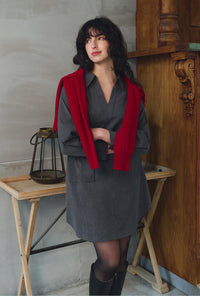 Petite Studio's Abby Wool Blend Dress in Charcoal