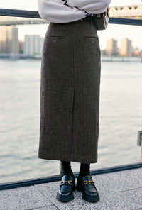 Petite Studio's Debbie Wool Pencil Skirt in Checkered