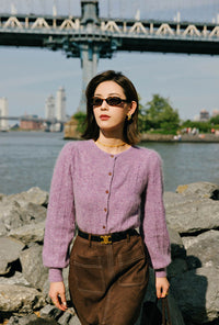 Petite Studio's Diane Mohair Cardigan in Plum