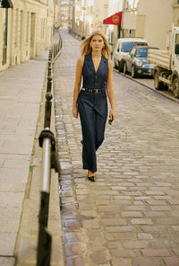Petite Studio's Mitzi Jumpsuit in Denim Blue