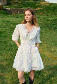 Petite Studio's Calista Cotton Dress in White