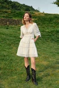 Petite Studio's Calista Cotton Dress in White