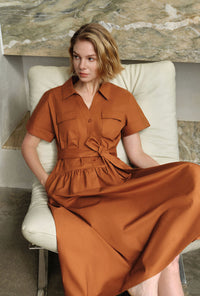 Petite Studio's Ellory Cotton Shirt Dress in Ginger