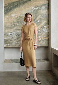 Petite Studio's Elisha Tencel Dress in Mustard 