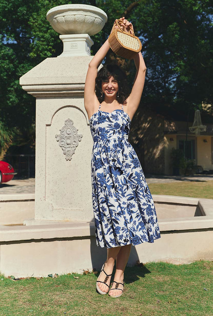 Petite Studio's Finch Cotton Dress in Blue Floral