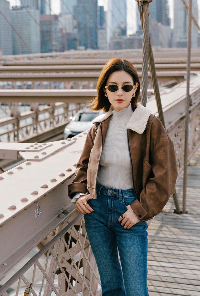 Petite Studio's Laura Suede Jacket in Brown