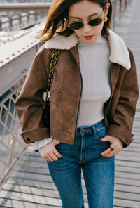 Petite Studio's Laura Suede Jacket in Brown