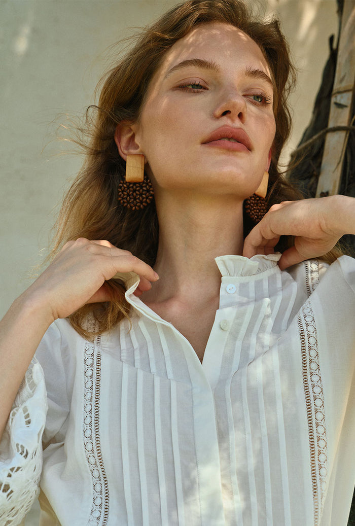 Petite Studio's Fanny Boho Wood and Bead Earrings