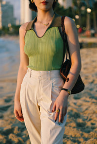 Petite Studio's Jody Knit Top in Sage and Matcha