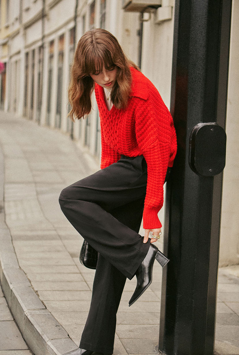 Petite Studio's Blanca Wool Sweater in Red