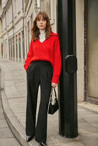 Petite Studio's Blanca Wool Sweater in Red