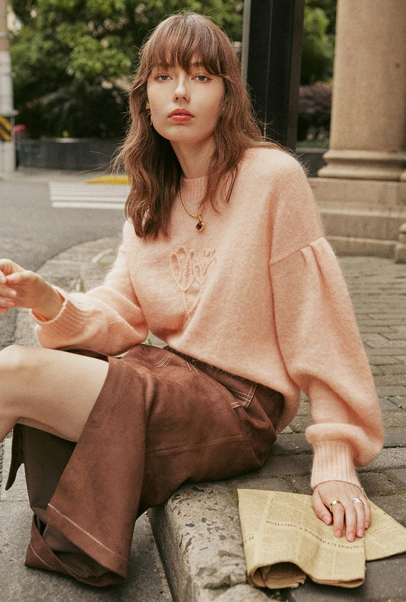 Petite Studio's Deidre Mohair Sweater in Apricot