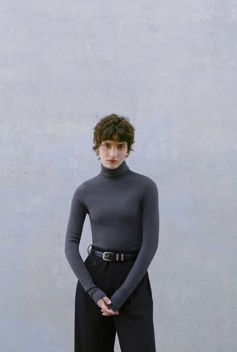 Petite Studio's Freja Cotton Turtleneck in Grey