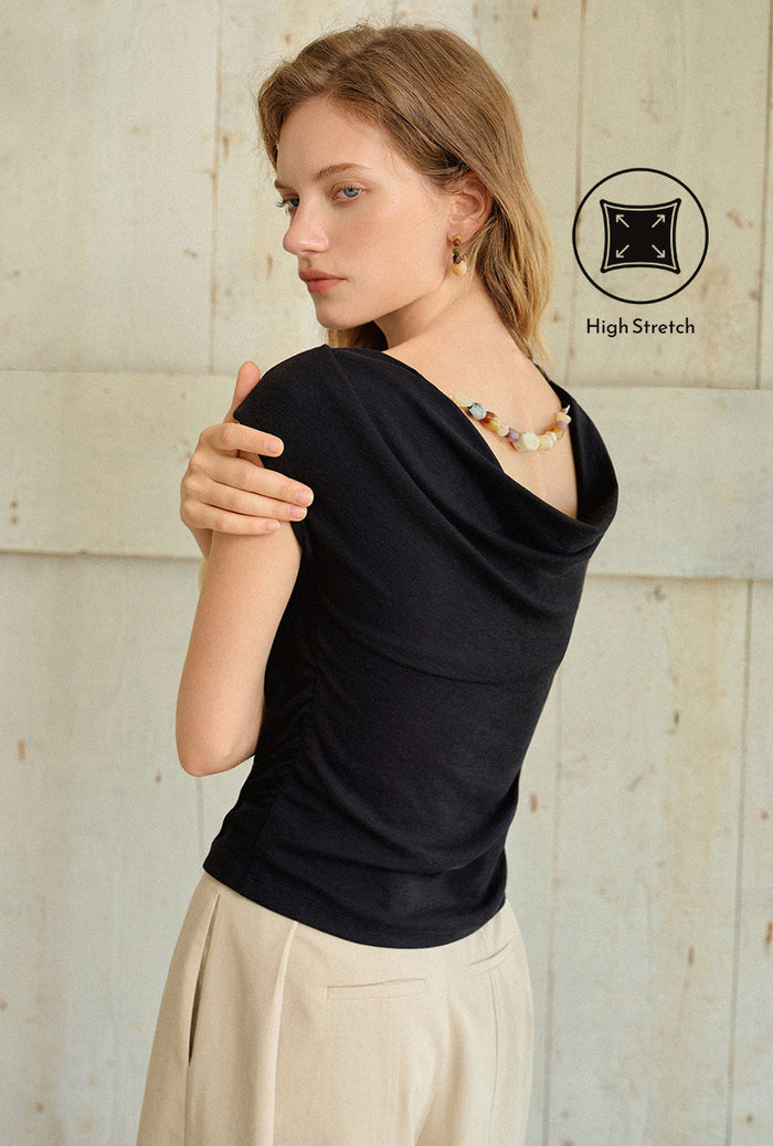 Petite Studio's Devito Jersey Cotton Top in Black