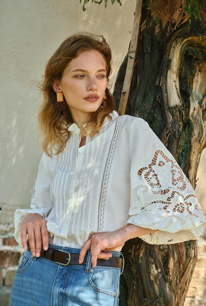 Petite Studio's Chandler Cotton Blouse in Ivory