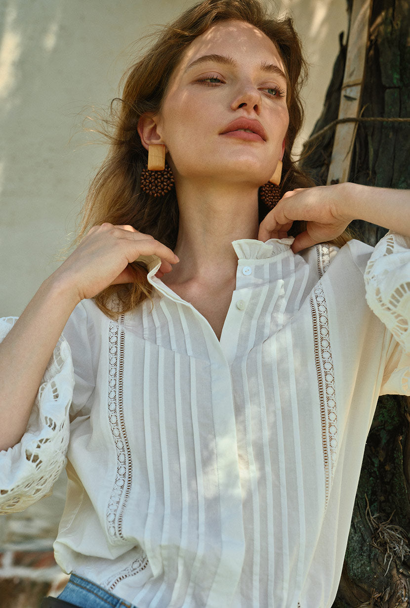 Petite Studio's Chandler Cotton Blouse in Ivory