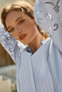 Petite Studio's Chandler Cotton Blouse in Sky