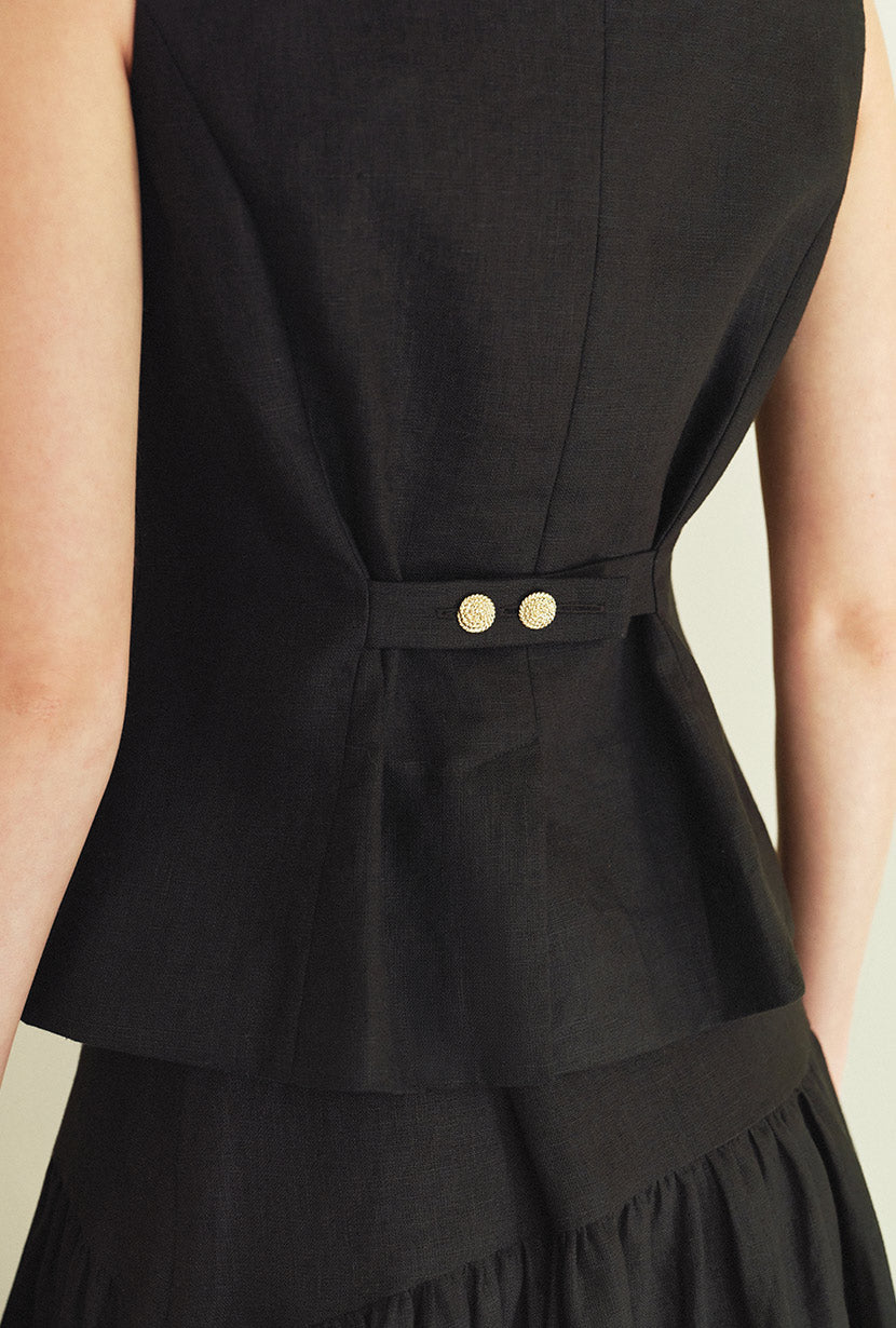 Petite Studio's Rozi Linen Vest in Black