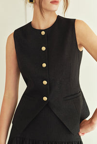 Petite Studio's Rozi Linen Vest in Black