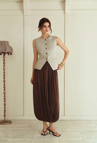 Petite Studio's Rozi Linen Vest in Sand