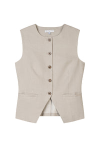 Petite Studio's Rozi Linen Vest in Sand