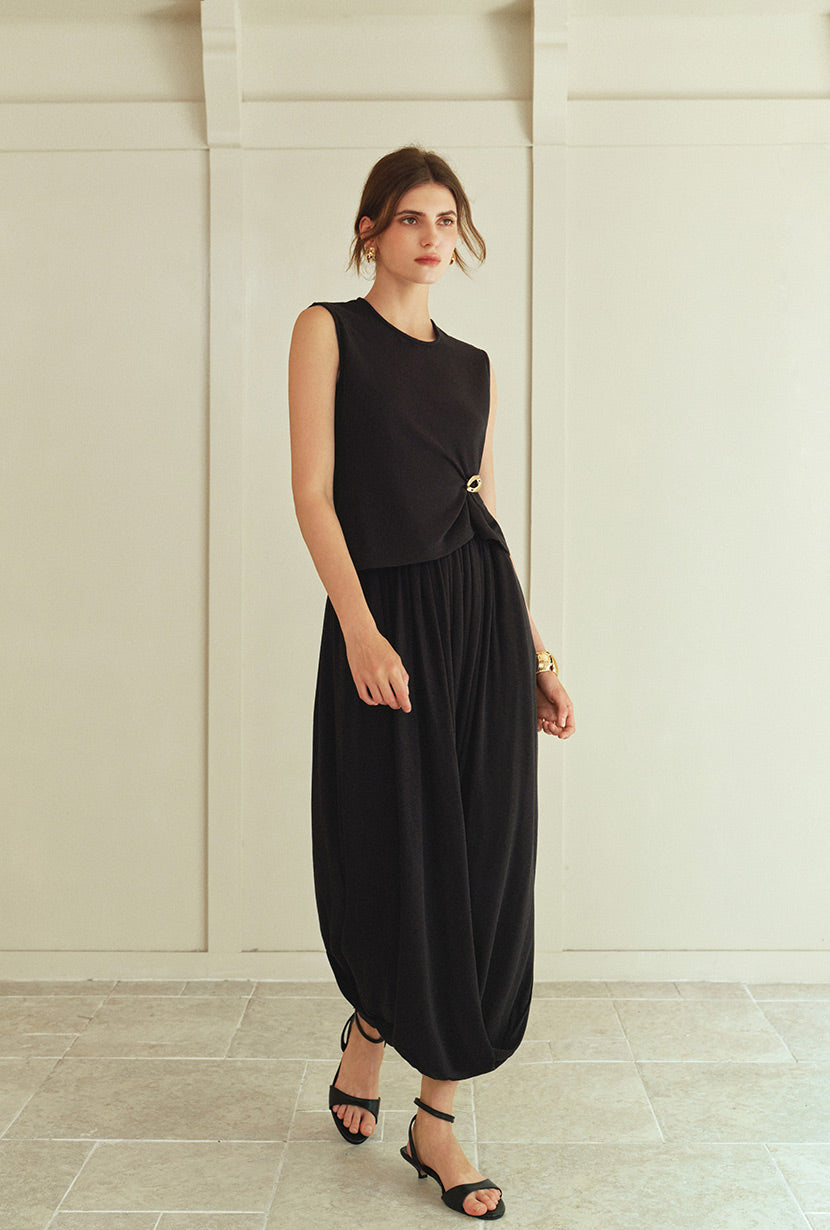 Petite Studio's Jeevan Jersey Cotton Top in Black