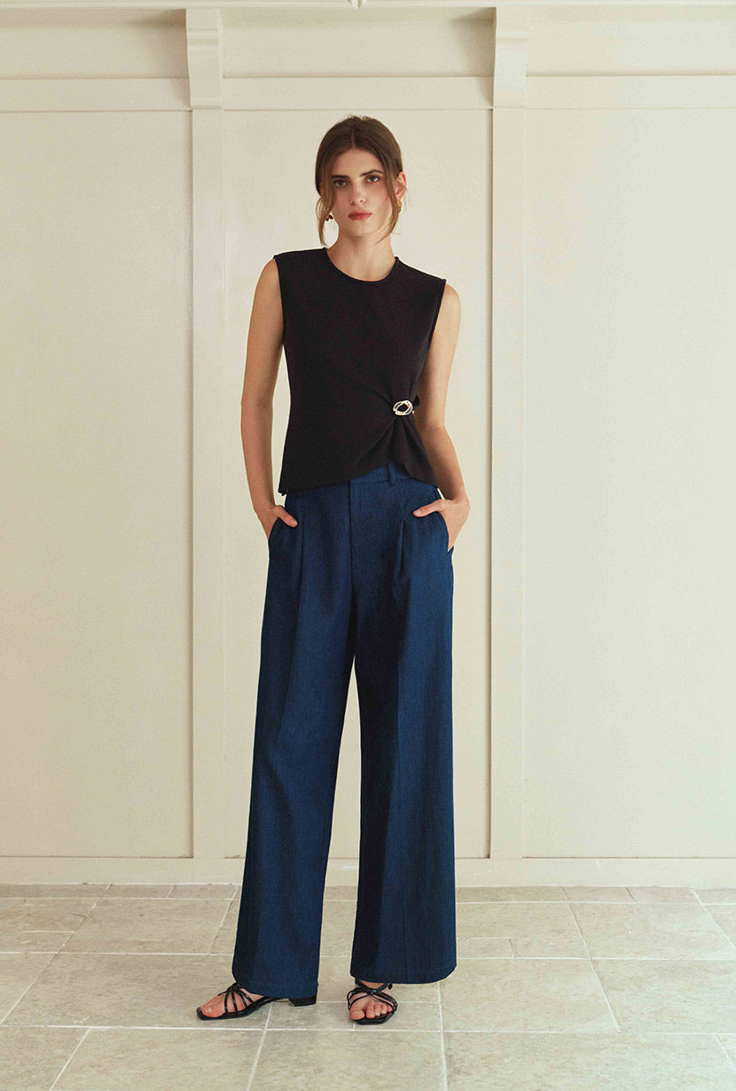 Petite Studio's Jeevan Jersey Cotton Top in Black