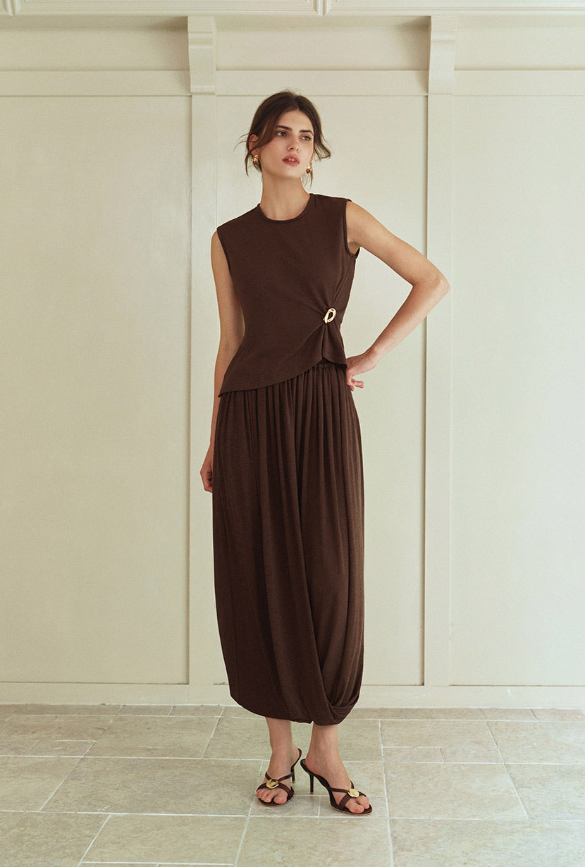 Petite Studio's Jeevan Jersey Cotton Top in Chocolate