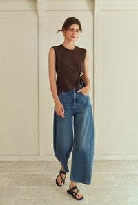 Petite Studio's Jeevan Jersey Cotton Top in Chocolate