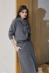Petite Studio's Nori Merino Wool Scarf Sweater in Grey