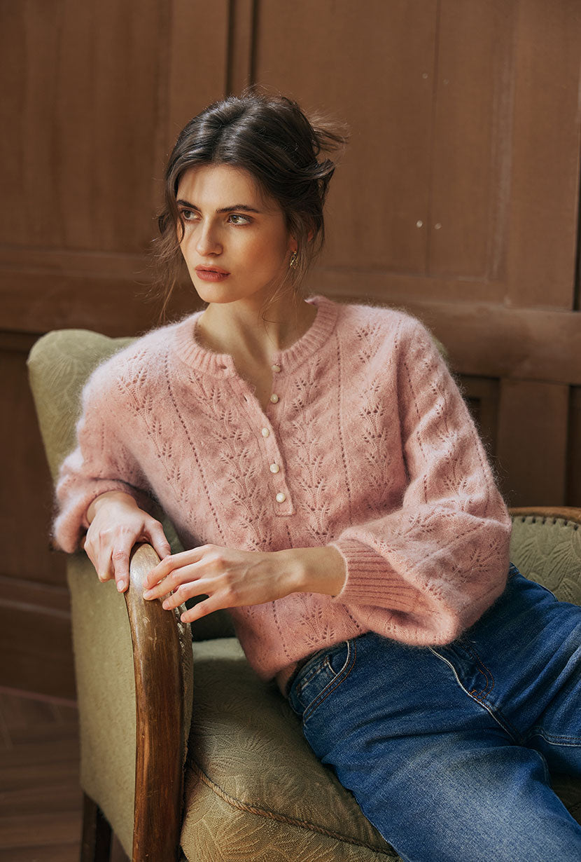 Petite Studio's Paisley Mohair Sweater in Melon