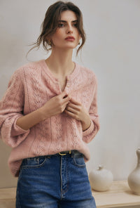 Petite Studio's Paisley Mohair Sweater in Melon