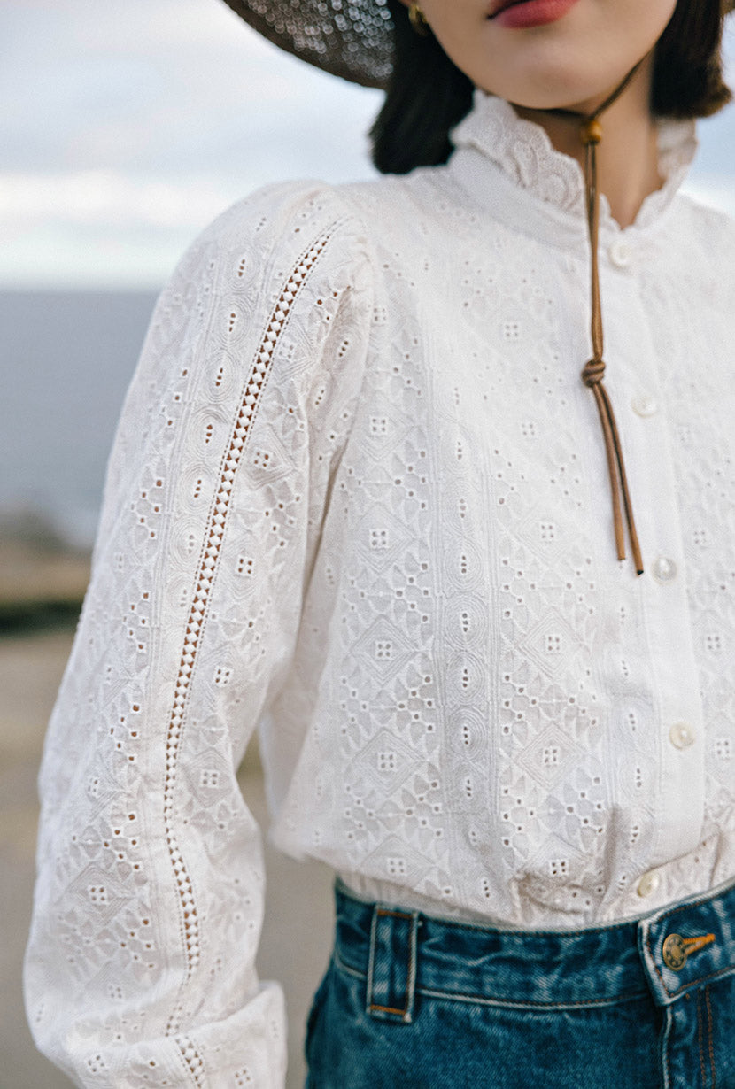 Petite Studio's Tilly Cotton Blouse in Ivory
