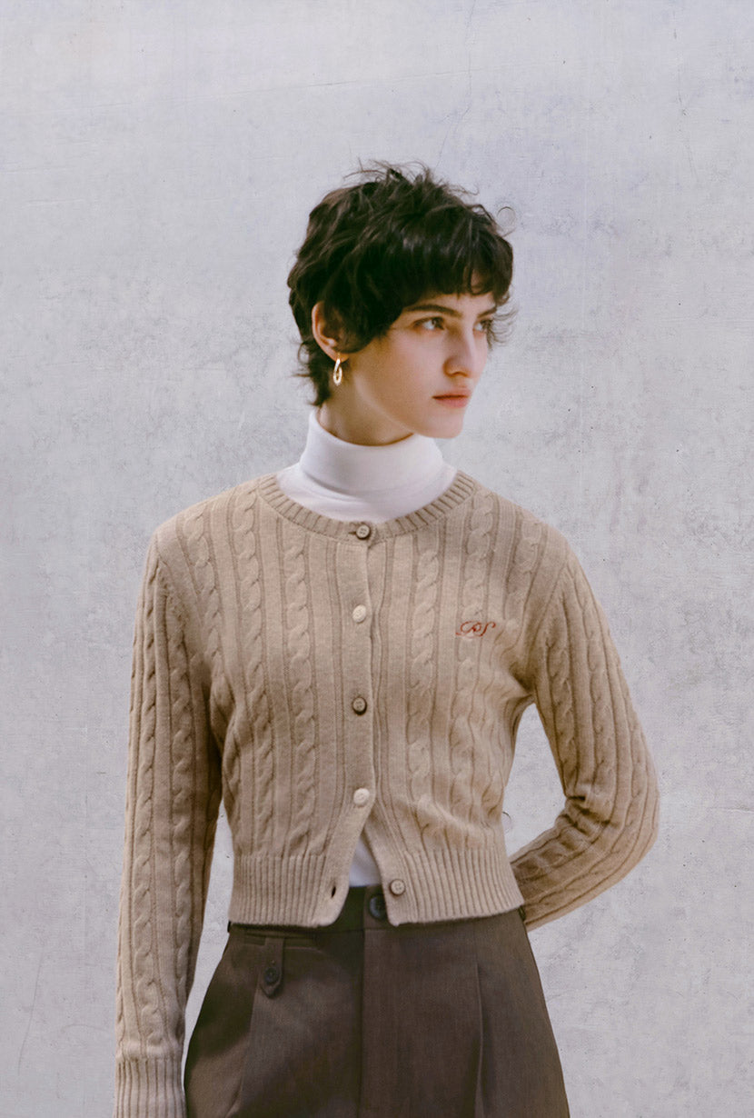 Petite Studio's Lally Cardigan in Tan