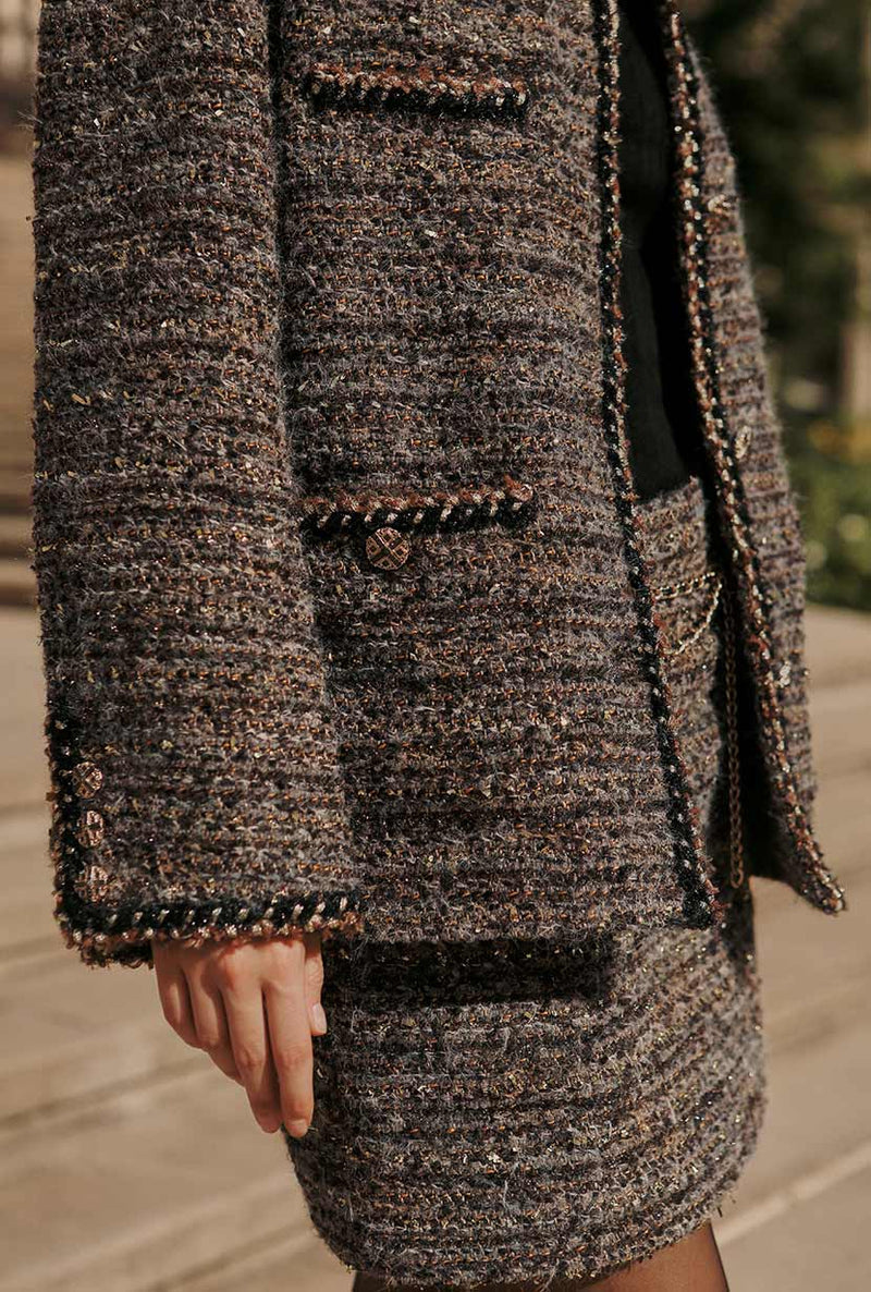 Petite Studio's Charmaine Oversized Wool Tweed Coat in Charcoal