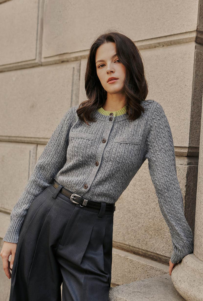 Petite Studio's Carmina Wool Cardigan in Grey