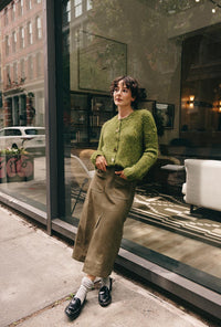 Petite Studio's Brayden Alpaca Cardigan in Olive Green