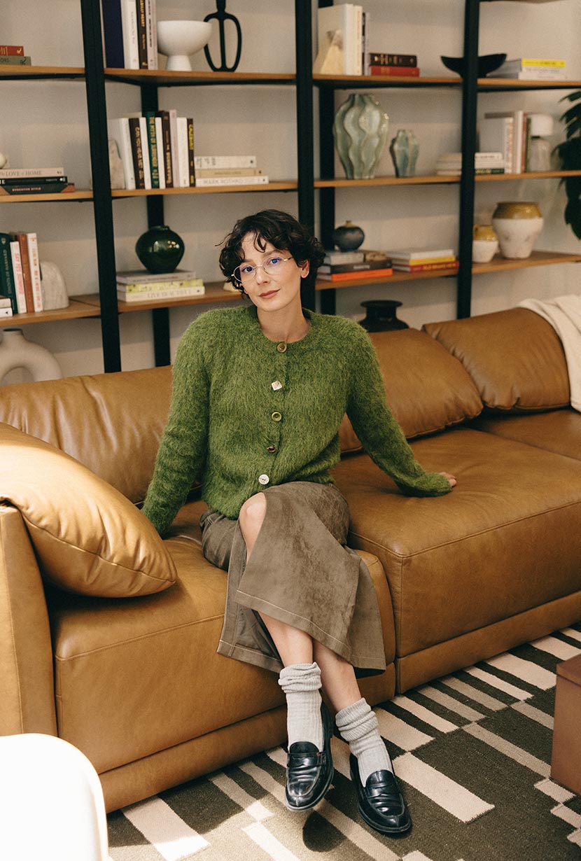 Petite Studio's Brayden Alpaca Cardigan in Olive Green