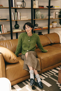 Petite Studio's Brayden Alpaca Cardigan in Olive Green