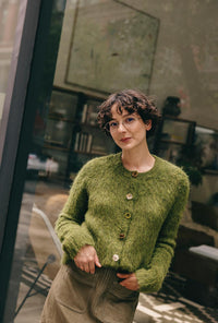 Petite Studio's Brayden Alpaca Cardigan in Olive Green