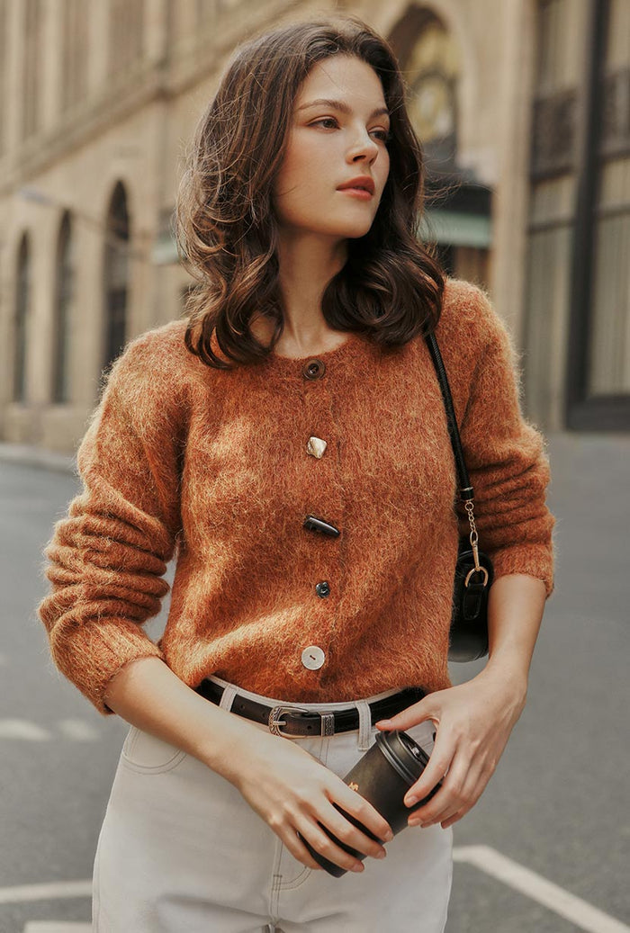 Petite Studio's Brayden Alpaca Cardigan in Ginger