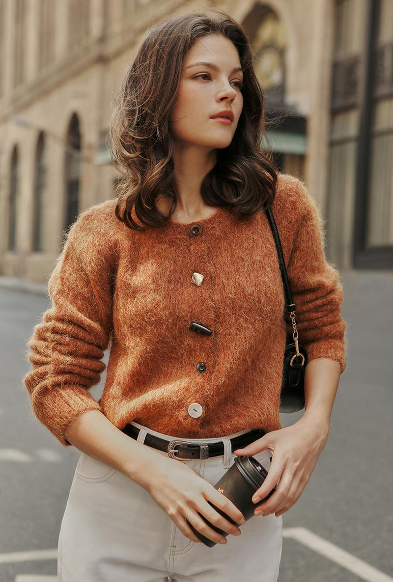 Petite Studio's Brayden Alpaca Cardigan in Ginger