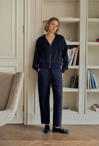 Colby Cotton Zip-Up Hoodie - Navy