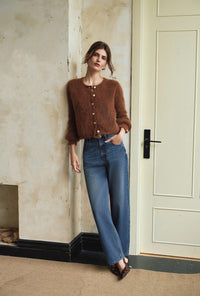 Petite Studio's Bellamy Mohair Cardigan in Brown