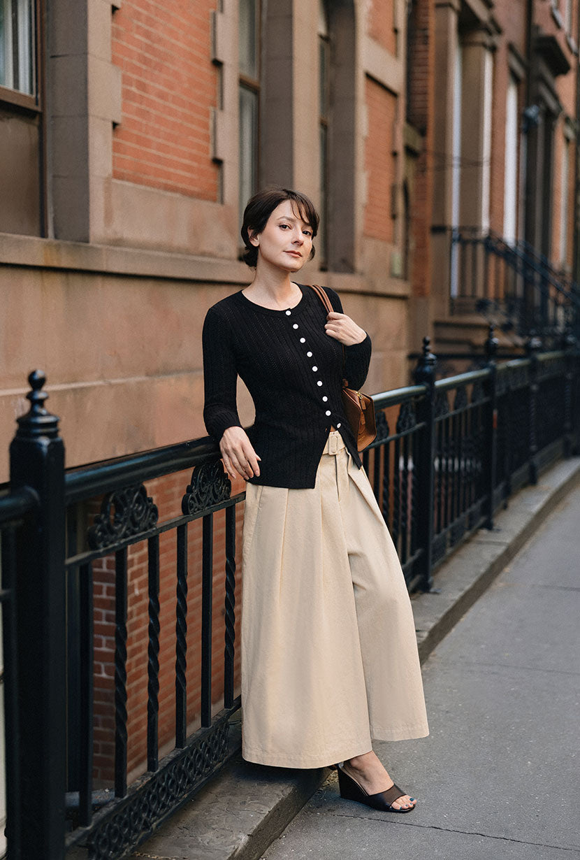 Petite Studio's Delsie Cotton Knit Top in Black