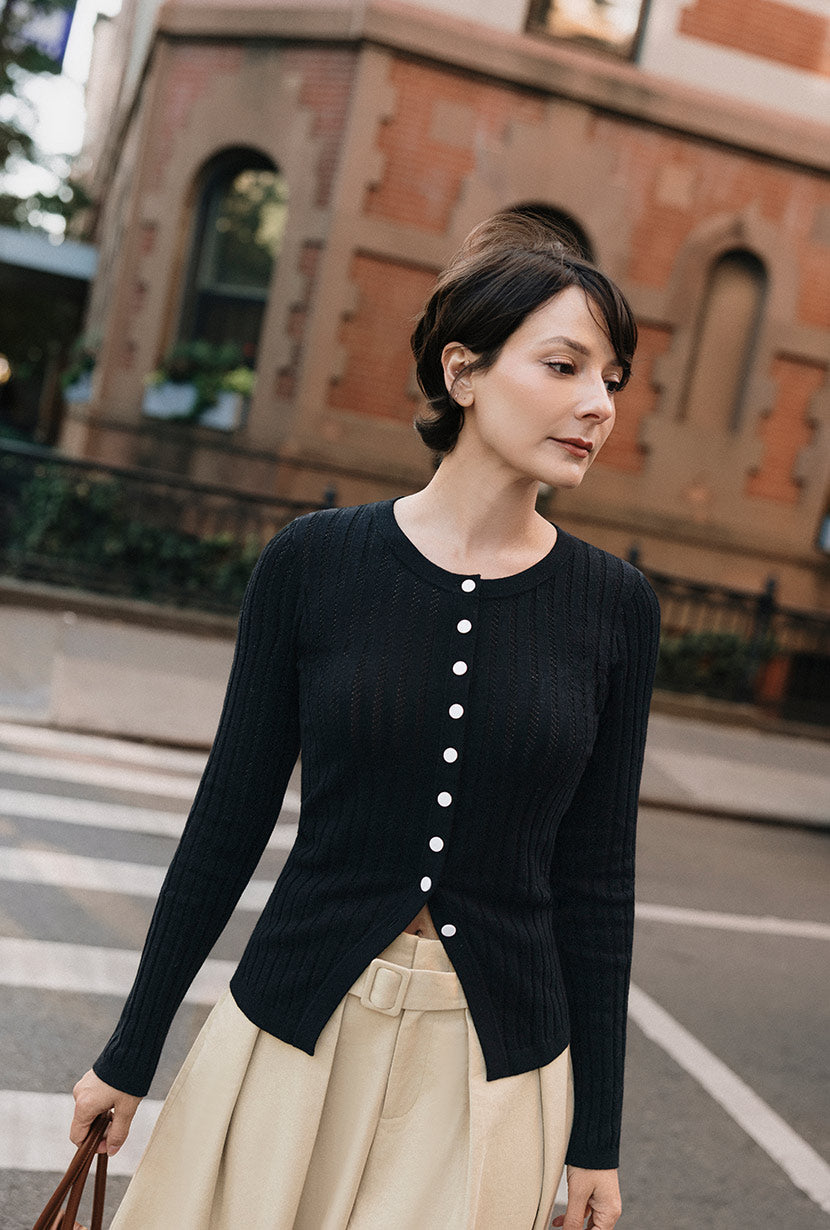 Petite Studio's Delsie Cotton Knit Top in Black