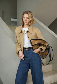 Petite Studio's Chiara Suede Jacket in Camel