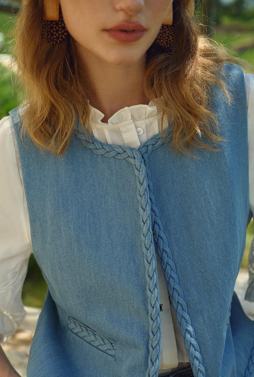 Petite Studio's Dexter Denim Vest in Blue