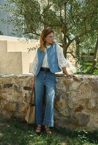 Petite Studio's Dexter Denim Vest in Blue